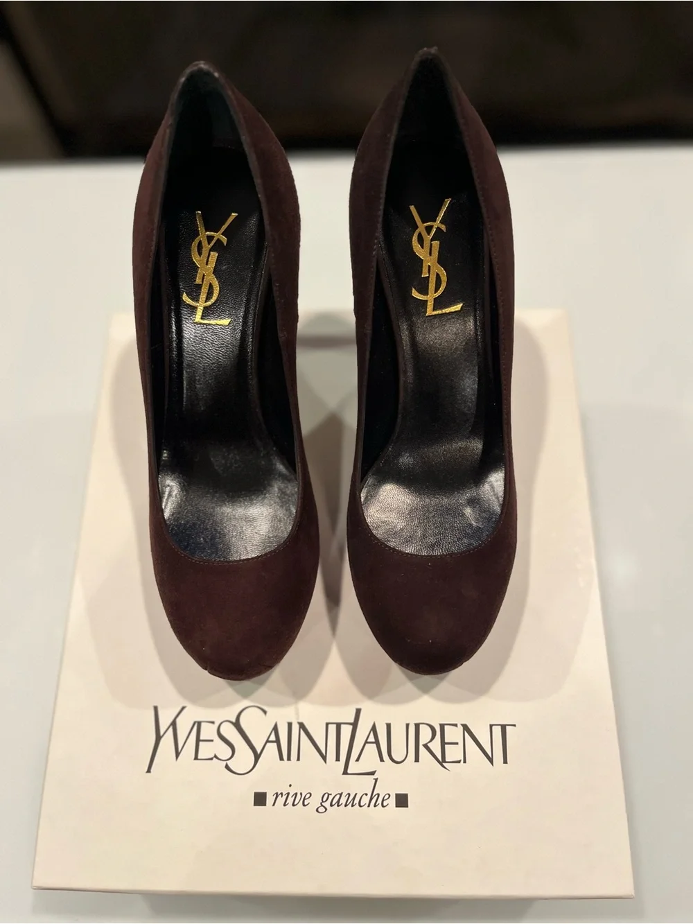 NIB Yves Saint Laurent Brown Suede Tribtoo Platform Pumps Heels 36